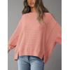 imagePRETTYGARDEN Womens Oversized Crewneck Sweatshirts Fall Fashion Casual Long Sleeve Pullover Waffle Knit Spring Shirts TopCoral Pink