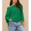 imagePRETTYGARDEN Womens Oversized Crewneck Sweatshirts Fall Fashion Casual Long Sleeve Pullover Waffle Knit Spring Shirts TopGreen