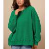 imagePRETTYGARDEN Womens Oversized Crewneck Sweatshirts Fall Fashion Casual Long Sleeve Pullover Waffle Knit Spring Shirts TopGreen