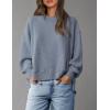 imagePRETTYGARDEN Womens Oversized Crewneck Sweatshirts Fall Fashion Casual Long Sleeve Pullover Waffle Knit Spring Shirts TopGrey Blue