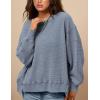 imagePRETTYGARDEN Womens Oversized Crewneck Sweatshirts Fall Fashion Casual Long Sleeve Pullover Waffle Knit Spring Shirts TopGrey Blue