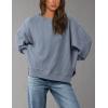 imagePRETTYGARDEN Womens Oversized Crewneck Sweatshirts Fall Fashion Casual Long Sleeve Pullover Waffle Knit Spring Shirts TopGrey Blue