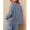imagePRETTYGARDEN Womens Oversized Crewneck Sweatshirts Fall Fashion Casual Long Sleeve Pullover Waffle Knit Spring Shirts TopGrey Blue
