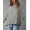 imagePRETTYGARDEN Womens Oversized Crewneck Sweatshirts Fall Fashion Casual Long Sleeve Pullover Waffle Knit Spring Shirts TopLight Grey