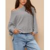 imagePRETTYGARDEN Womens Oversized Crewneck Sweatshirts Fall Fashion Casual Long Sleeve Pullover Waffle Knit Spring Shirts TopLight Grey