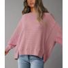 imagePRETTYGARDEN Womens Oversized Crewneck Sweatshirts Fall Fashion Casual Long Sleeve Pullover Waffle Knit Spring Shirts TopPink