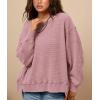 imagePRETTYGARDEN Womens Oversized Crewneck Sweatshirts Fall Fashion Casual Long Sleeve Pullover Waffle Knit Spring Shirts TopPink