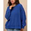 imagePRETTYGARDEN Womens Oversized Crewneck Sweatshirts Fall Fashion Casual Long Sleeve Pullover Waffle Knit Spring Shirts TopRoyal Blue
