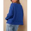 imagePRETTYGARDEN Womens Oversized Crewneck Sweatshirts Fall Fashion Casual Long Sleeve Pullover Waffle Knit Spring Shirts TopRoyal Blue