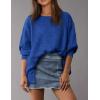 imagePRETTYGARDEN Womens Oversized Crewneck Sweatshirts Fall Fashion Casual Long Sleeve Pullover Waffle Knit Spring Shirts TopRoyal Blue