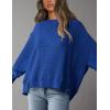 imagePRETTYGARDEN Womens Oversized Crewneck Sweatshirts Fall Fashion Casual Long Sleeve Pullover Waffle Knit Spring Shirts TopRoyal Blue