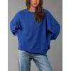 imagePRETTYGARDEN Womens Oversized Crewneck Sweatshirts Fall Fashion Casual Long Sleeve Pullover Waffle Knit Spring Shirts TopRoyal Blue