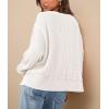 imagePRETTYGARDEN Womens Oversized Crewneck Sweatshirts Fall Fashion Casual Long Sleeve Pullover Waffle Knit Spring Shirts TopWhite