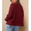 imagePRETTYGARDEN Womens Oversized Crewneck Sweatshirts Fall Fashion Casual Long Sleeve Pullover Waffle Knit Spring Shirts TopWine Red