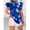 imagePRETTYGARDEN Womens Ruffle Short Sleeve Summer Tops 2025 Trendy Floral Trim Neck Casual Dressy Chiffon Boho Blouses ShirtsBlue Flower