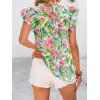 imagePRETTYGARDEN Womens Ruffle Short Sleeve Summer Tops 2025 Trendy Floral Trim Neck Casual Dressy Chiffon Boho Blouses ShirtsBright Green