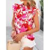 imagePRETTYGARDEN Womens Ruffle Short Sleeve Summer Tops 2025 Trendy Floral Trim Neck Casual Dressy Chiffon Boho Blouses ShirtsWhite Red Flower