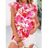 imagePRETTYGARDEN Womens Ruffle Short Sleeve Summer Tops 2025 Trendy Floral Trim Neck Casual Dressy Chiffon Boho Blouses ShirtsWhite Red Flower