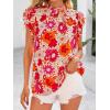 imagePRETTYGARDEN Womens Ruffle Short Sleeve Summer Tops 2025 Trendy Floral Trim Neck Casual Dressy Chiffon Boho Blouses ShirtsYellow Red Flower