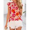 imagePRETTYGARDEN Womens Ruffle Short Sleeve Summer Tops 2025 Trendy Floral Trim Neck Casual Dressy Chiffon Boho Blouses ShirtsYellow Red Flower