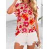 imagePRETTYGARDEN Womens Ruffle Short Sleeve Summer Tops 2025 Trendy Floral Trim Neck Casual Dressy Chiffon Boho Blouses ShirtsYellow Red Flower