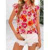 imagePRETTYGARDEN Womens Ruffle Short Sleeve Summer Tops 2025 Trendy Floral Trim Neck Casual Dressy Chiffon Boho Blouses ShirtsYellow Red Flower