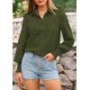 imagePRETTYGARDEN Womens Spring Button Down Shirts Dressy Casual Fall Long Puff Sleeve Eyelet Loose Fit Collared Blouse TopArmy Green