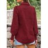 imagePRETTYGARDEN Womens Spring Button Down Shirts Dressy Casual Fall Long Puff Sleeve Eyelet Loose Fit Collared Blouse TopWine Red