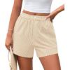 imagePRETTYGARDEN Womens Striped Boxer Shorts Summer 2025 Trendy Casual Elastic Waist Lounge Sleep Pajama Bottoms Beach ShortsStriped Apricot White
