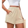 imagePRETTYGARDEN Womens Striped Boxer Shorts Summer 2025 Trendy Casual Elastic Waist Lounge Sleep Pajama Bottoms Beach ShortsStriped Apricot White
