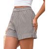 imagePRETTYGARDEN Womens Striped Boxer Shorts Summer 2025 Trendy Casual Elastic Waist Lounge Sleep Pajama Bottoms Beach ShortsStriped Black White