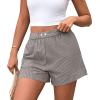 imagePRETTYGARDEN Womens Striped Boxer Shorts Summer 2025 Trendy Casual Elastic Waist Lounge Sleep Pajama Bottoms Beach ShortsStriped Black White