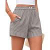 imagePRETTYGARDEN Womens Striped Boxer Shorts Summer 2025 Trendy Casual Elastic Waist Lounge Sleep Pajama Bottoms Beach ShortsStriped Black White