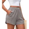 imagePRETTYGARDEN Womens Striped Boxer Shorts Summer 2025 Trendy Casual Elastic Waist Lounge Sleep Pajama Bottoms Beach ShortsStriped Black White