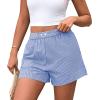 imagePRETTYGARDEN Womens Striped Boxer Shorts Summer 2025 Trendy Casual Elastic Waist Lounge Sleep Pajama Bottoms Beach ShortsStriped Blue White