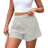 imagePRETTYGARDEN Womens Striped Boxer Shorts Summer 2025 Trendy Casual Elastic Waist Lounge Sleep Pajama Bottoms Beach ShortsStriped Grey Blue White