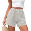 imagePRETTYGARDEN Womens Striped Boxer Shorts Summer 2025 Trendy Casual Elastic Waist Lounge Sleep Pajama Bottoms Beach ShortsStriped Grey Blue White