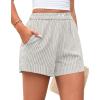 imagePRETTYGARDEN Womens Striped Boxer Shorts Summer 2025 Trendy Casual Elastic Waist Lounge Sleep Pajama Bottoms Beach ShortsStriped Grey Blue White