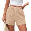 imagePRETTYGARDEN Womens Striped Boxer Shorts Summer 2025 Trendy Casual Elastic Waist Lounge Sleep Pajama Bottoms Beach ShortsStriped Khaki White