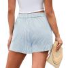 imagePRETTYGARDEN Womens Striped Boxer Shorts Summer 2025 Trendy Casual Elastic Waist Lounge Sleep Pajama Bottoms Beach ShortsStriped Light Blue White