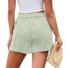 imagePRETTYGARDEN Womens Striped Boxer Shorts Summer 2025 Trendy Casual Elastic Waist Lounge Sleep Pajama Bottoms Beach ShortsStriped Light Green White