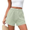 imagePRETTYGARDEN Womens Striped Boxer Shorts Summer 2025 Trendy Casual Elastic Waist Lounge Sleep Pajama Bottoms Beach ShortsStriped Light Green White