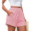 imagePRETTYGARDEN Womens Striped Boxer Shorts Summer 2025 Trendy Casual Elastic Waist Lounge Sleep Pajama Bottoms Beach ShortsStriped Pink White