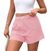 imagePRETTYGARDEN Womens Striped Boxer Shorts Summer 2025 Trendy Casual Elastic Waist Lounge Sleep Pajama Bottoms Beach ShortsStriped Pink White