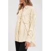 imagePRETTYGARDEN Womens Striped Button Down Shirt Spring 2025 Oversized Collared Long Sleeve Office Work Blouses TopsApricot