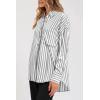 imagePRETTYGARDEN Womens Striped Button Down Shirt Spring 2025 Oversized Collared Long Sleeve Office Work Blouses TopsGrey