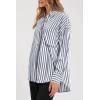 imagePRETTYGARDEN Womens Striped Button Down Shirt Spring 2025 Oversized Collared Long Sleeve Office Work Blouses TopsNavy