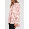 imagePRETTYGARDEN Womens Striped Button Down Shirt Spring 2025 Oversized Collared Long Sleeve Office Work Blouses TopsRed