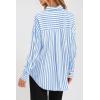 imagePRETTYGARDEN Womens Striped Button Down Shirt Spring 2025 Oversized Collared Long Sleeve Office Work Blouses TopsSky Blue