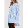 imagePRETTYGARDEN Womens Striped Button Down Shirt Spring 2025 Oversized Collared Long Sleeve Office Work Blouses TopsSky Blue